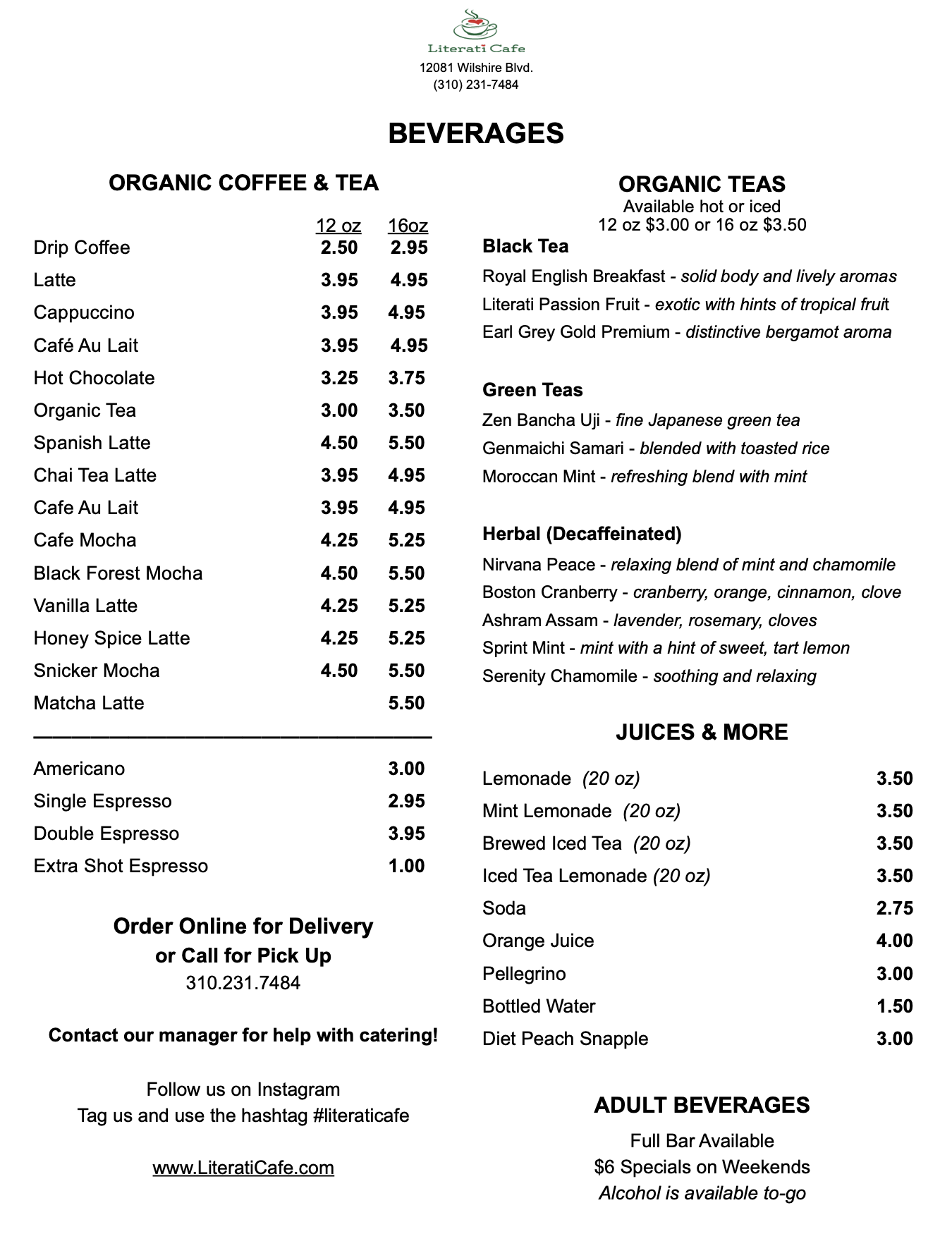 Literaticafe A Counter Service Cafe Offering Organic Coffee And Tea Fresh Salads Sandwiches Soups Entrees And Pastries